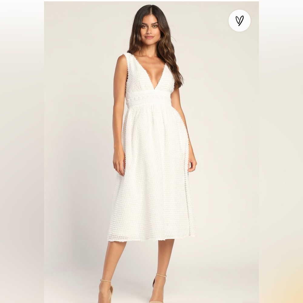 Lulus White MIDI Dress XL NWT